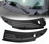 The front windshield wiper cover panel grille is compatible with the 2009 - 2014 models of Ford F150. It features two front insert panels on both the left and right sides.