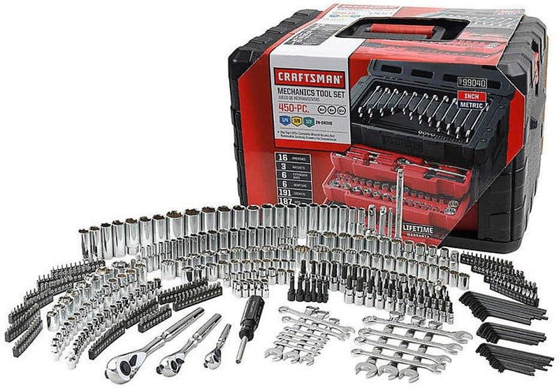 450-Piece Mechanics Tool Set, Ratchet Socket Hand Wrench Toolset K9