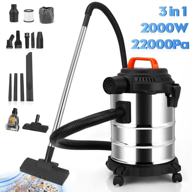 RELOIVE Wet Dry Vacuum,4.5 Gallon 2000W 6.5 Peak HP,3-in-1 Stainless Steel Shop Vacuum Wet and Dry,with Filter and Attachments for House Garage... A7