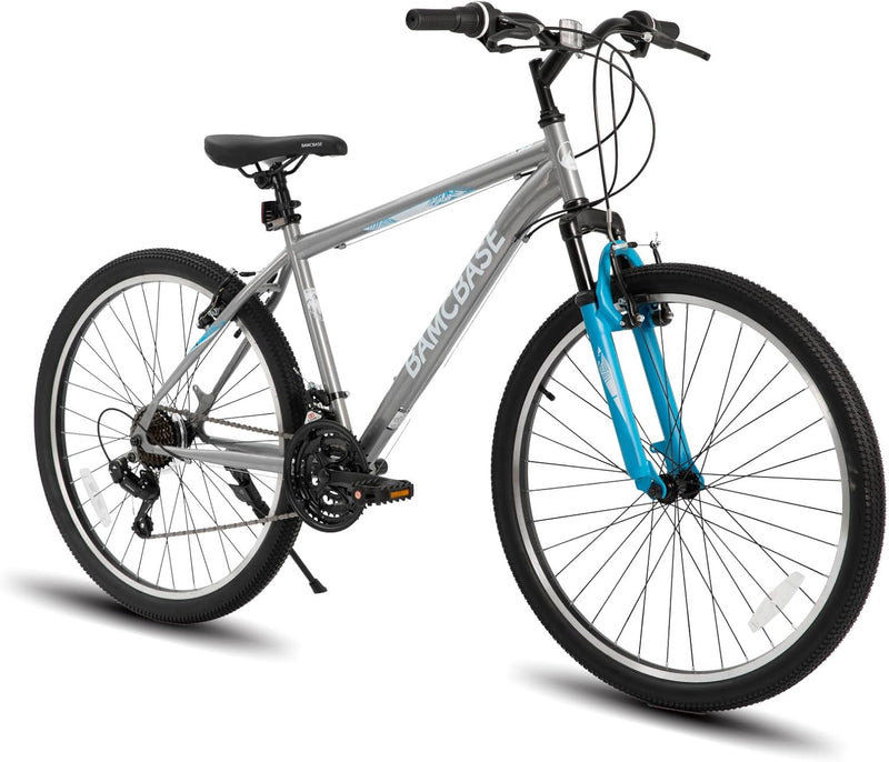26/27.5 Inch Mountain Bike, Mens Womens MTB with 21 Speeds, High-Tensile Steel Frame, V Brake, Hardtail Bicycle for Adults I9
