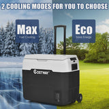 Costway 53 qt Wheeled Corded Electric Dual-Zone Portable Car Refrigerator, White