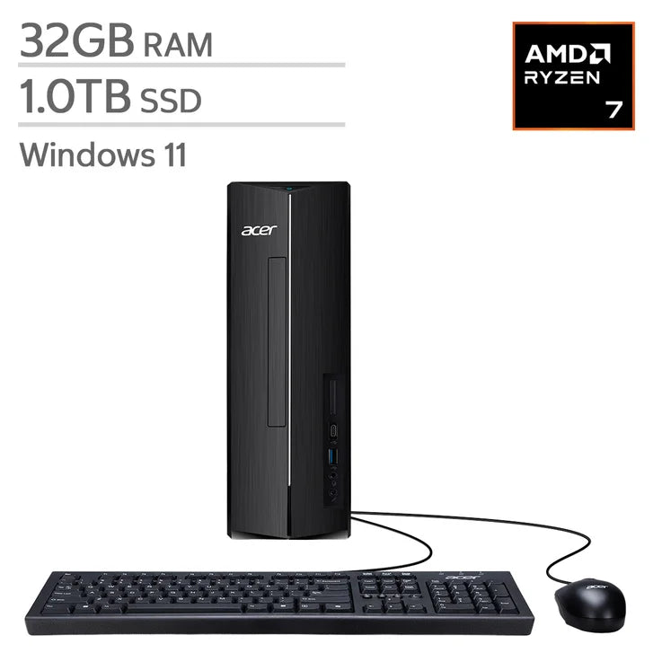 Acer Aspire Slim Desktop, AMD Ryzen 7 7730U - 32GB RAM, 1TB SSD O4