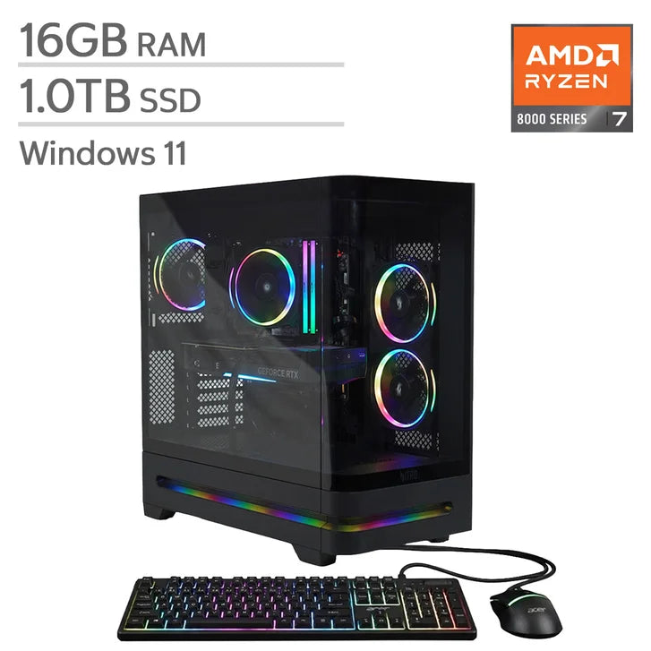 Acer Nitro 85 Gaming Desktop, AMD Ryzen 7 8700F - 16GB RAM, 1 TB SSD, NVIDIA GeForce RTX 5060 F5
