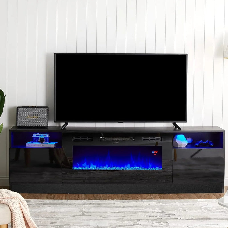 Fireplace TV Stand with 36" Electric Fireplace, LED Light Entertainment Center H1