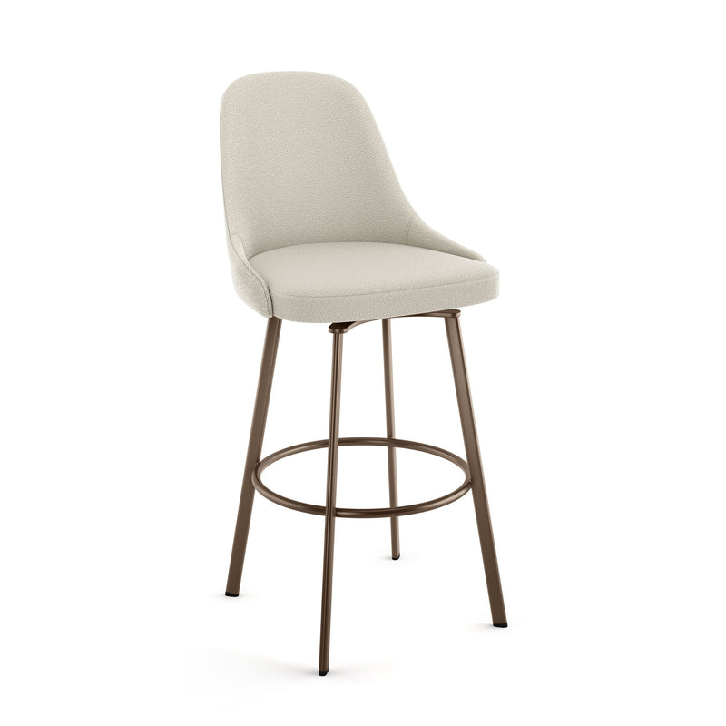 Amisco Harper Swivel Counter Stool with Backrest, Bronze Frame & Cream Fabric, 26-in P1