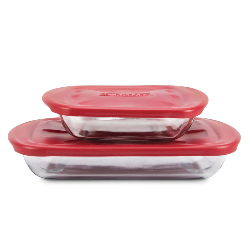 Anchor Hocking Glass Bake 'n' Keep Set with Plastic Lids, 4-pc H2