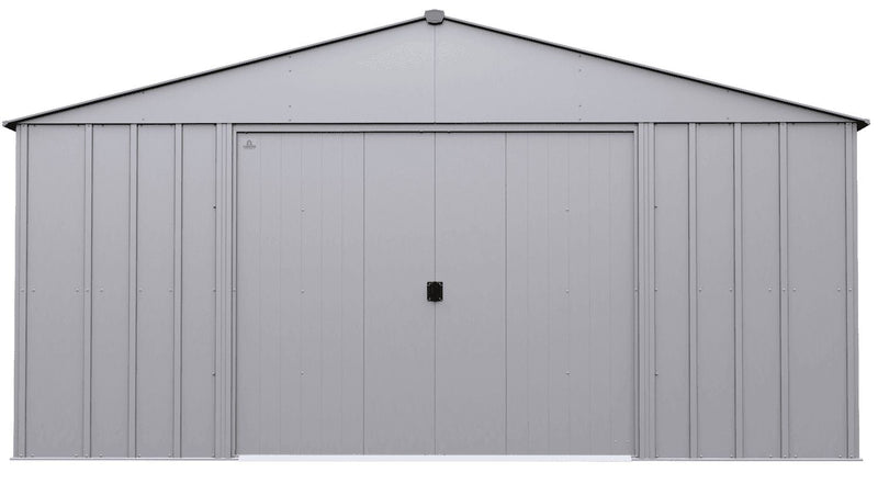 Arrow Classic 14x14-ft Flute Grey Corrosion-Resistant Steel Shed O6