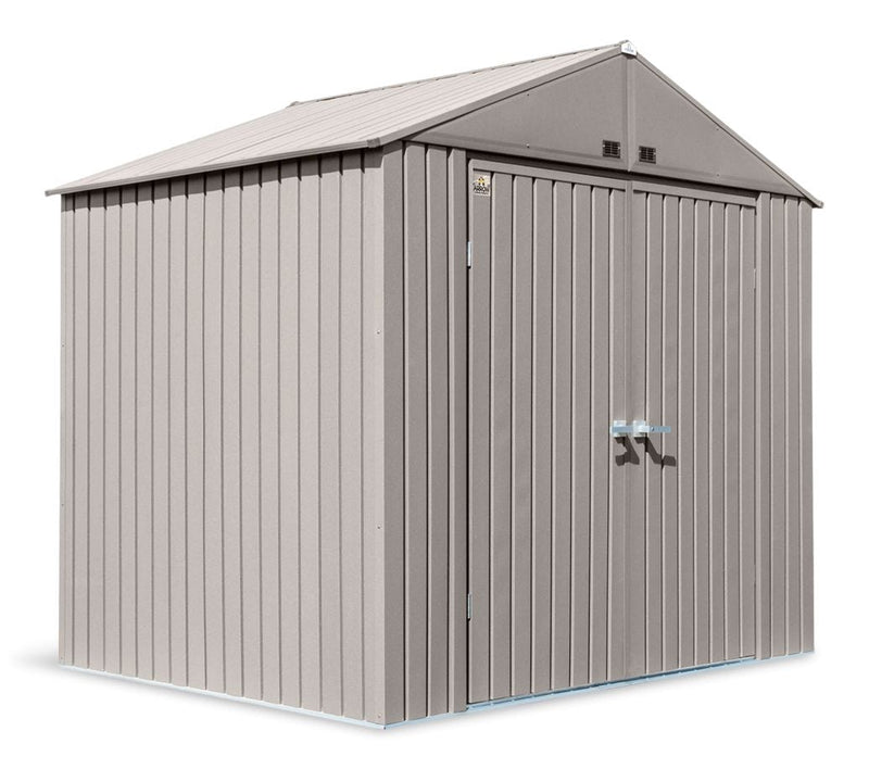 Arrow Elite Steel Storage Shed with Pent Roof, Cool Grey, 8-ft x 6-ft E4