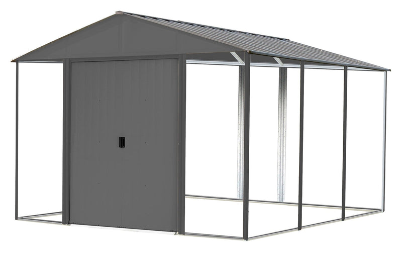 Arrow Ironwood Steel Hybrid Shed Kit, Anthracite, 10-ft x 12-ft T3