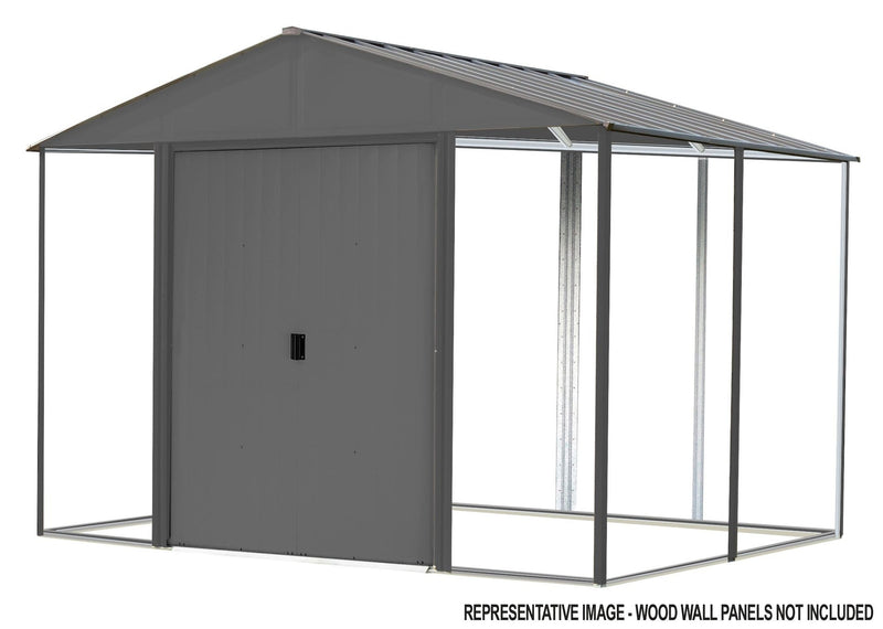 Arrow Ironwood Steel Hybrid Shed Kit, Anthracite, 8-ft x 8-ft E1