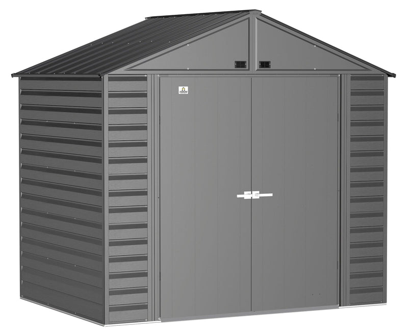 Arrow Select Galvanized Steel Storage Shed, Charcoal, 8-ft x 6-ft U0