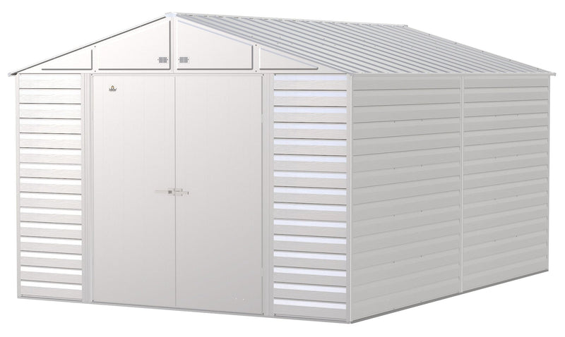 Arrow Select Galvanized Steel Storage Shed, Flute Grey, 10-ft x 14-ft A2