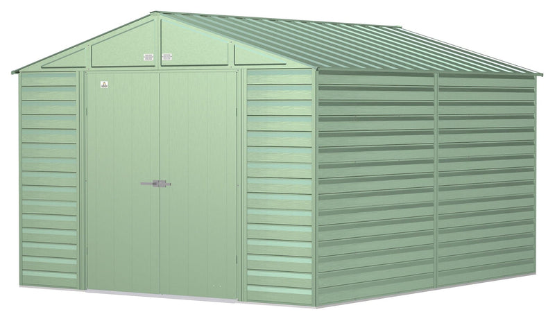 Arrow Select Galvanized Steel Storage Shed, Sage Green, 10-ft x 12-ft B3