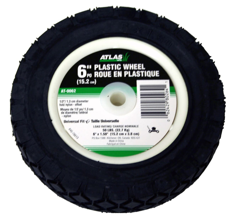 Atlas Lawn Mower Replacement Wheel, Wide Tread, 6-in x 1.5-in E1