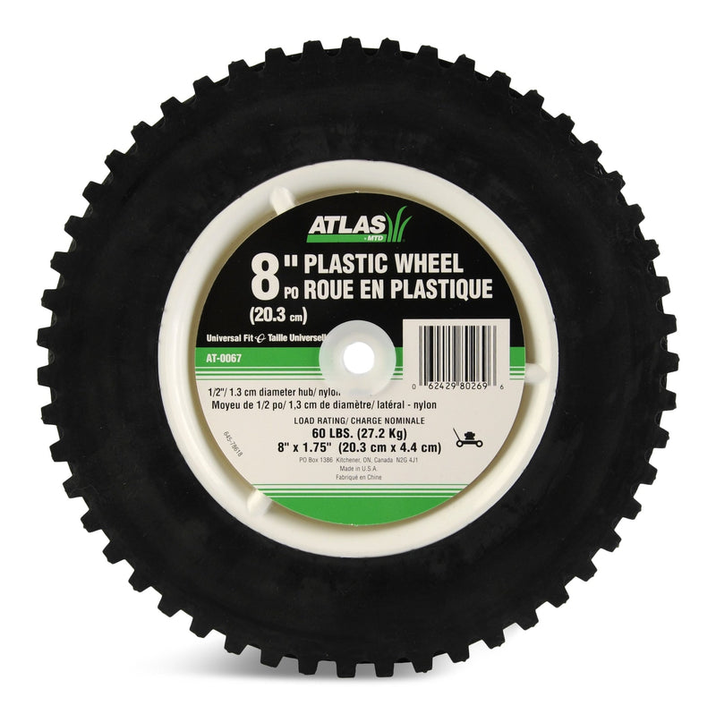 Atlas Plastic Lawn Mower Replacement Wheel with Geared Tread, 8-in x 1.75-in N7