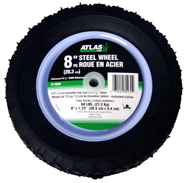 Atlas Steel Lawn Mower RePlacement Wheel with Ball Bearings, 8 in x 1.75-in W4