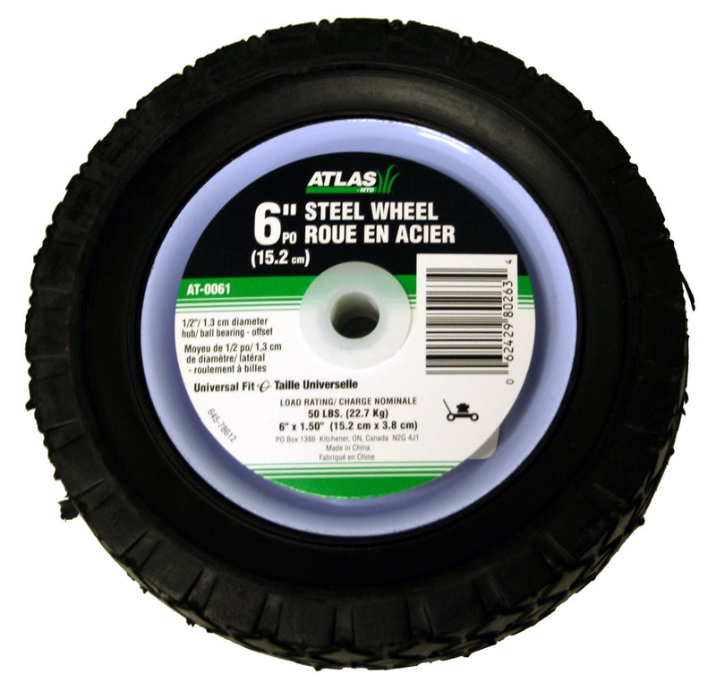 Atlas Steel Lawn Mower Wheel with Ball Bearings, 6-in x 1.5-in B4