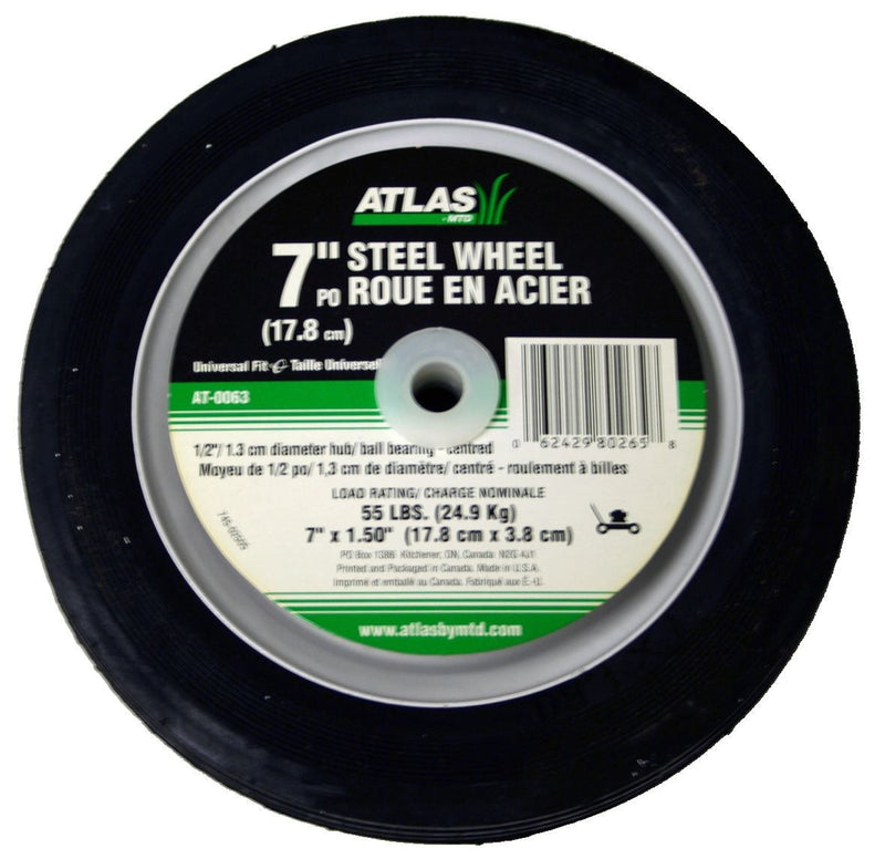 Atlas Steel Lawn Mower Wheel with Ball Bearings, 7-in x 1.5-in B3