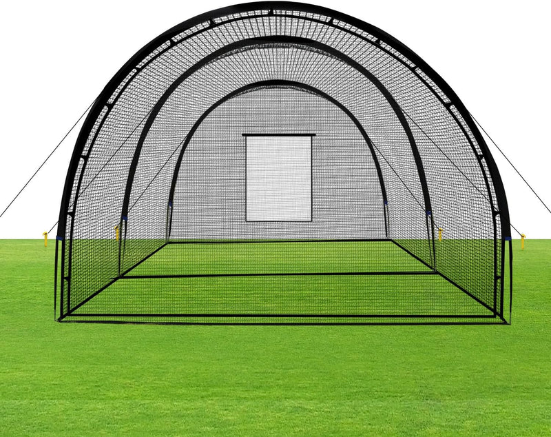 Baseball Batting Cage Net Batting Cages for Backyard Portable Baseball and Softball Batting Cages with Pitching Machine Hole and Detachable Door for Backyard Outdoor Hitting Practice S8