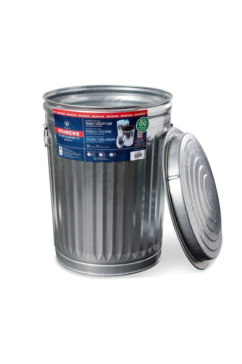 Behrens Galvanized Steel Circular Multi-Purpose Garbage Can, 75-L (19.8 US gal) S8