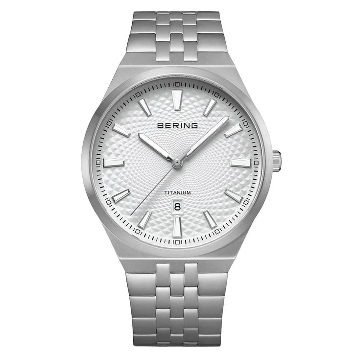 Bering Titanium White Silver-tone Guilloche Dial Men's Watch K0