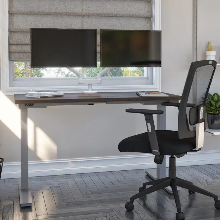 Bestar Upstand 61 cm x 122 cm (24 in. x 48 in.) Height Adjustable Desk with Dual Monitor Arm W2