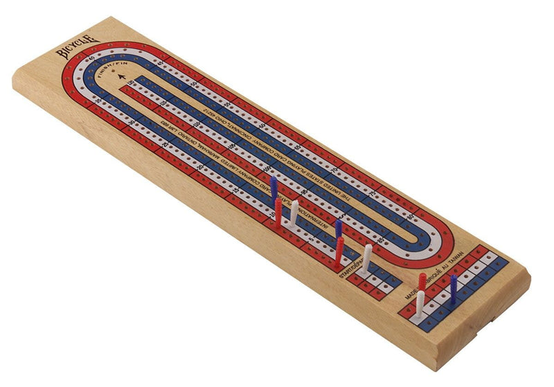 Bicycle 3-Track Color Coded Wooden Cribbage Board, Ages 14+ I3
