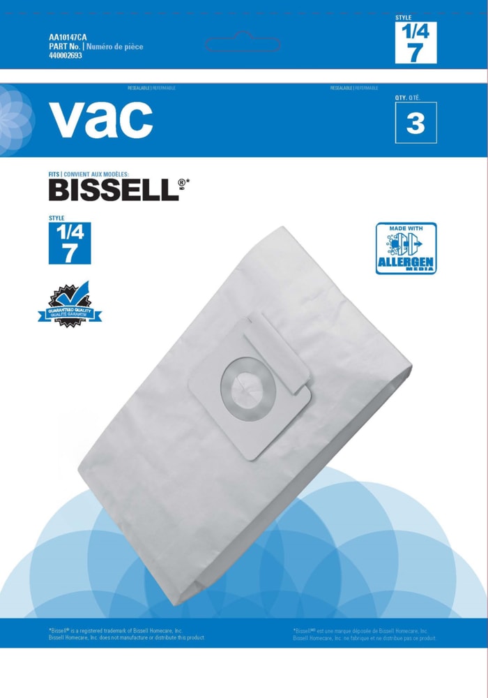 Bissell Type 1, 4 & 7 Replacement Allergen Vacuum Cleaner Bags, 3-pk M6