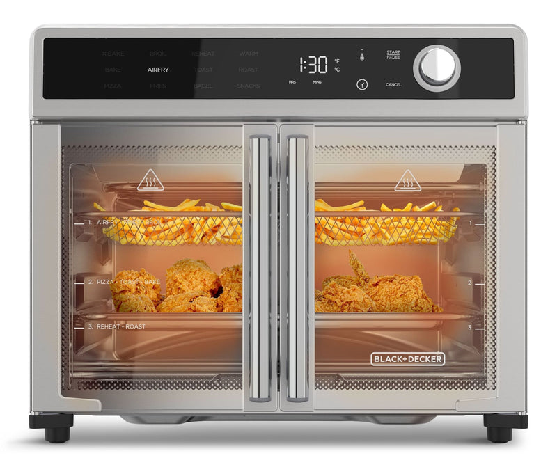 Black & Decker 12-in-1 French Door Digital Countertop Convection Oven with Air Fry, 6-Slices S0