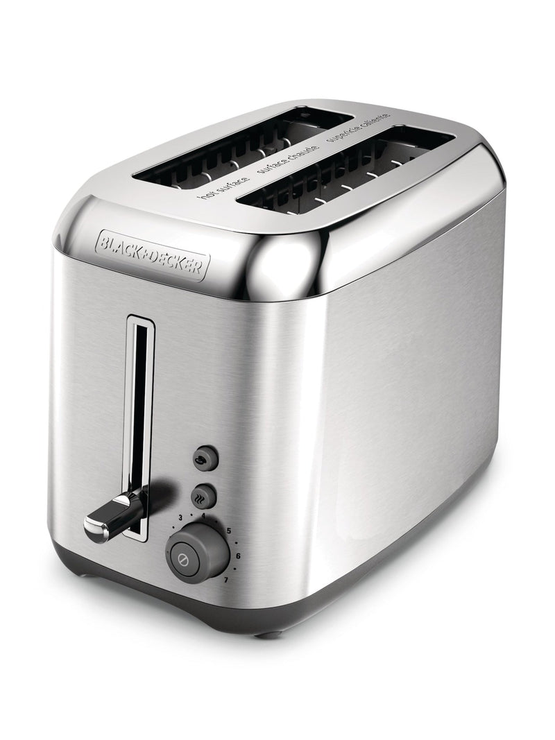 Black & Decker Kitchen Tools Extra Wide Slots Toaster with 7 Settings, Stainless Steel, 2-Slices R9