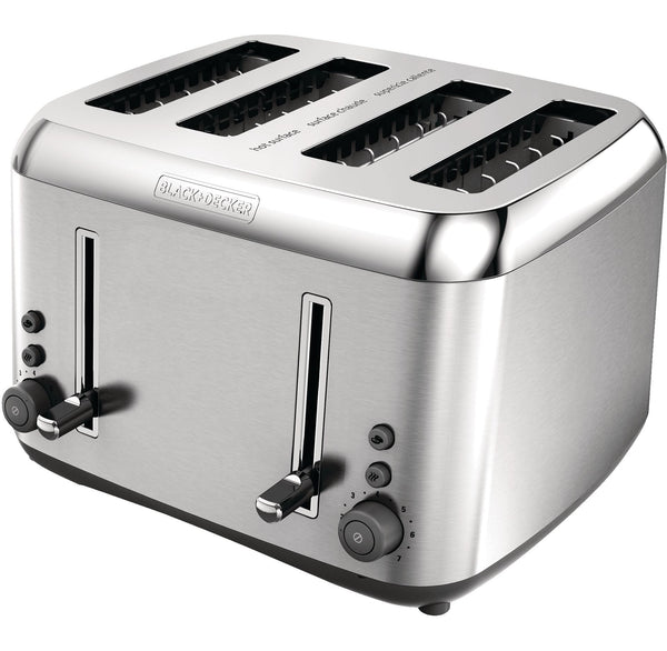 Black & Decker Toaster Kitchen Tools Extra Wide with 7 Settings, Stainless Steel, 4-Slices O0