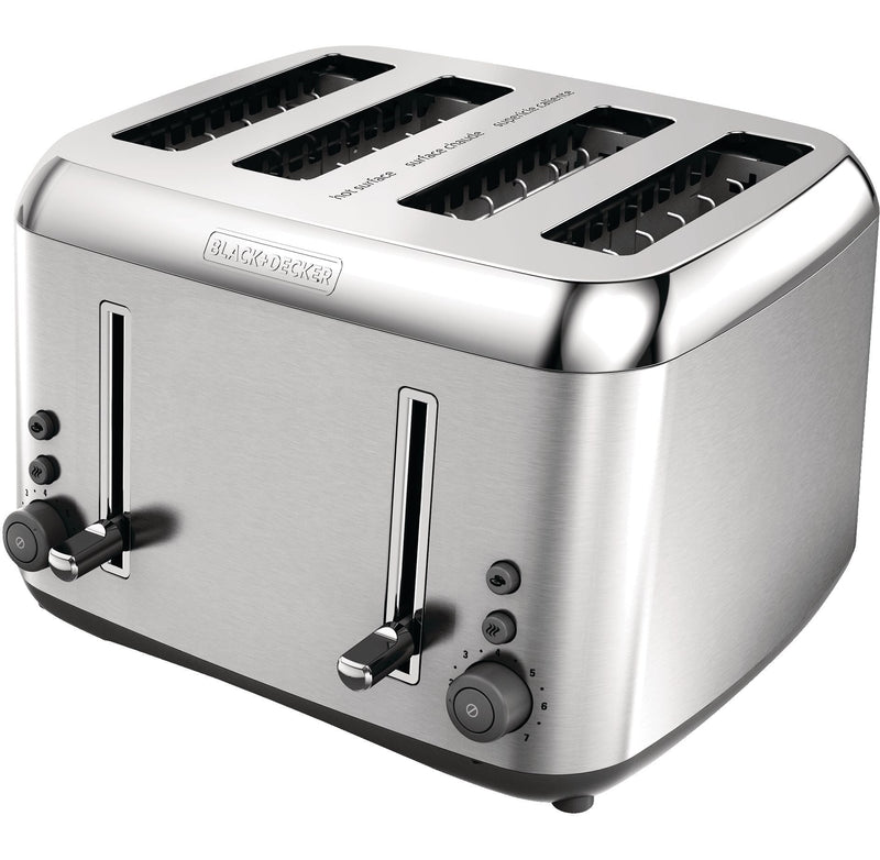 Black & Decker Toaster Kitchen Tools Extra Wide with 7 Settings, Stainless Steel, 4-Slices O0