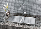 Blanco Quatrus R15 32-in 50/50 Double Bowl Undermount Stainless Steel Kitchen Sink