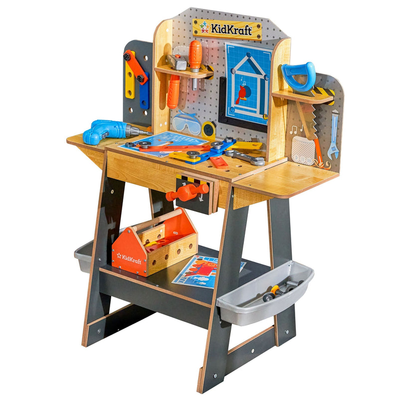 Blueprint Build Wooden Play Workbench with 40+ Accessories, Ages 3+ X2