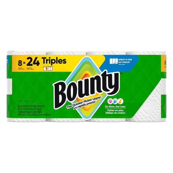 Bounty Select-A-Size Triple Roll Paper Towel, 2-ply, 8-pk U7