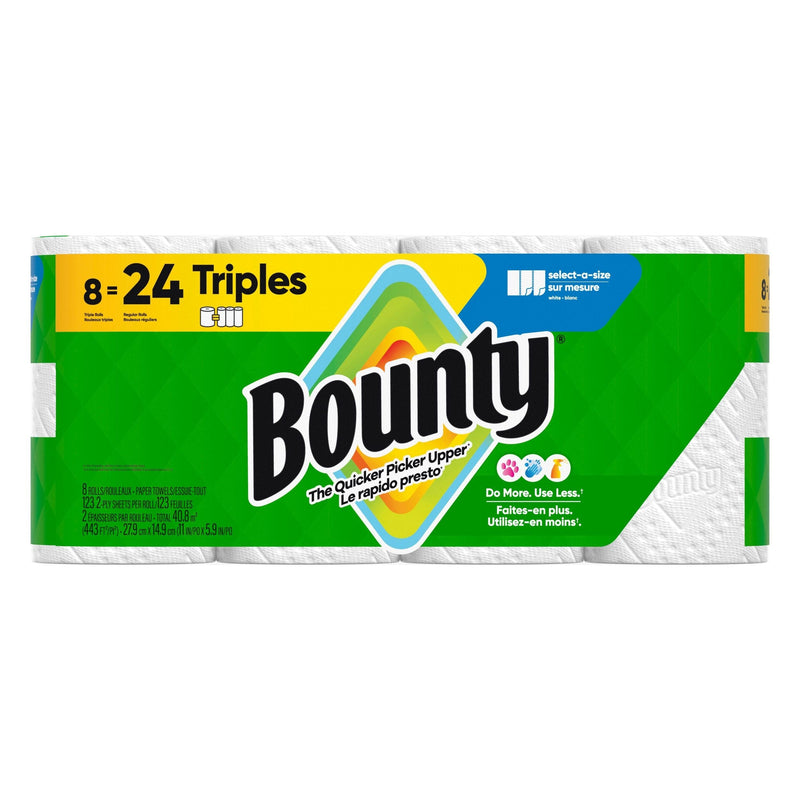 Bounty Select-A-Size Triple Roll Paper Towel, 2-ply, 8-pk U7