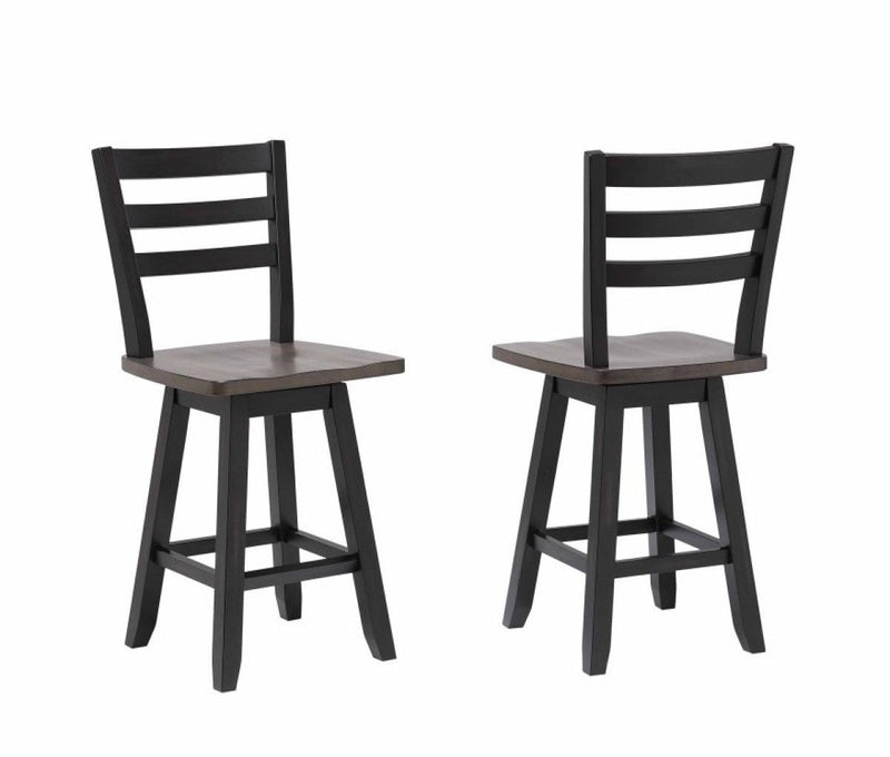 Brassex Aaron Oak/Dark Grey Swivel Counter/Bar Stool with Back Rest, 2-pc D7