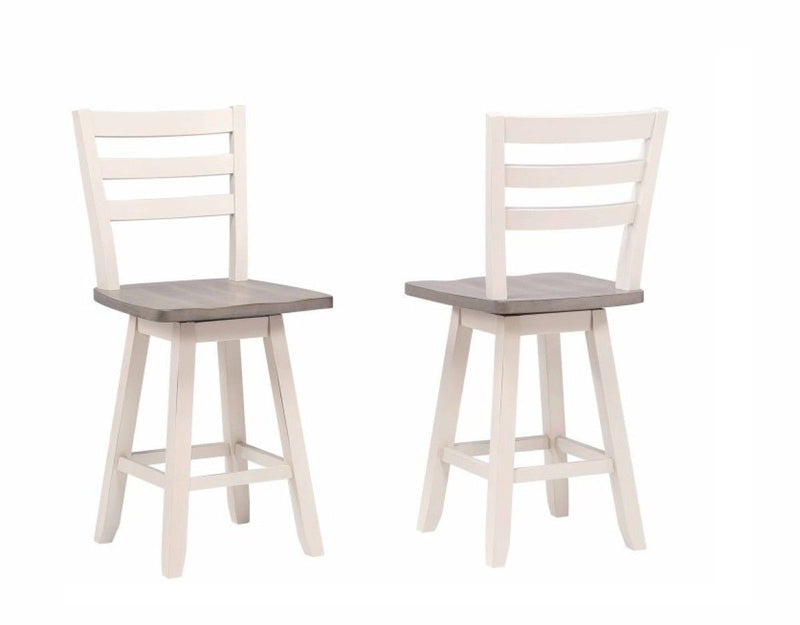 Brassex Alice Grey/White Swivel Counter/Bar Stool with Back Rest, 2-pc C4