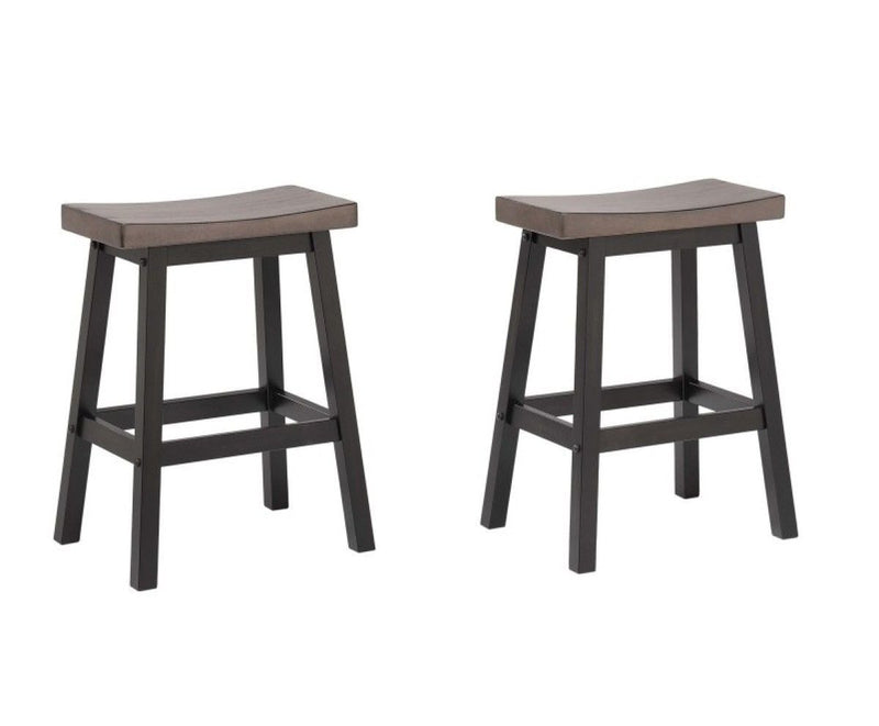 Brassex Arnold Oak/Dark Grey Counter/Bar Stool with Back Rest, 2-pc I0