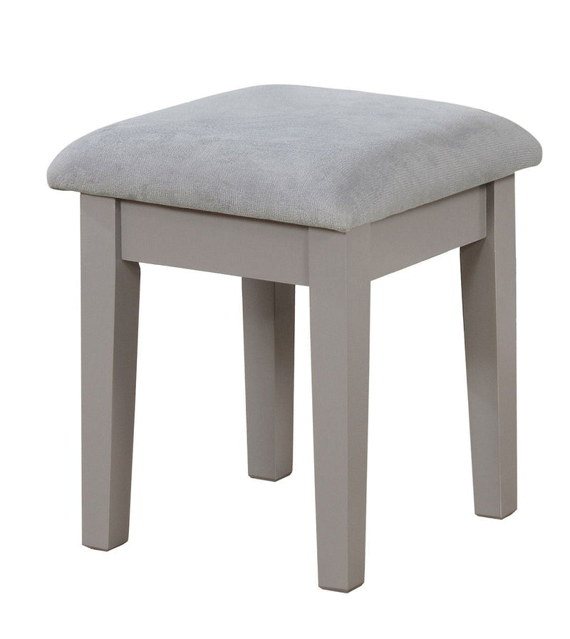 Brassex Cece 1-Drawer Grey Dressing Table Makeup Vanity Set with Stool and Mirror H4