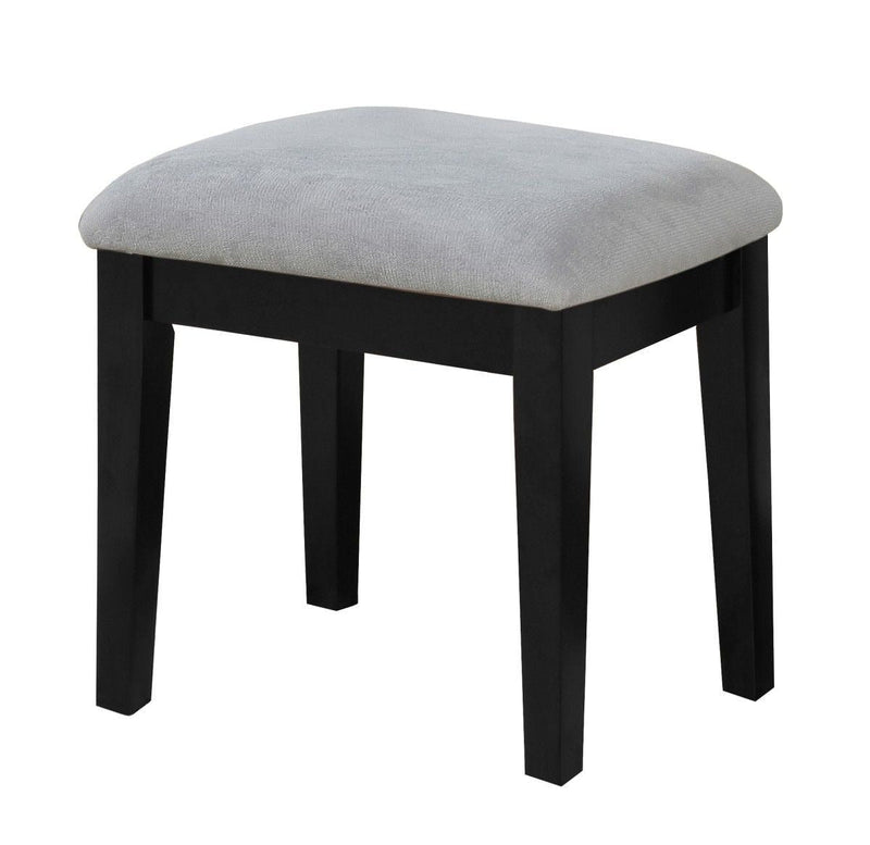 Brassex Lynn 1-Drawer Black Dressing Table Makeup Vanity Set with Stool and Mirror N9