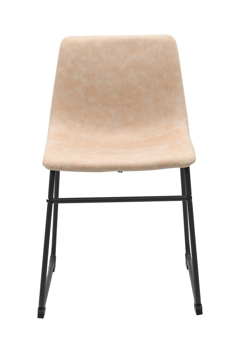 Brassex Rachel Vintage Beige Fabric Upholstered Dining Chair, 2-pc S9