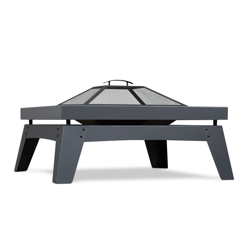 Breton Square Steel Wood Burning Fire Pit in Gray, 37-in O0