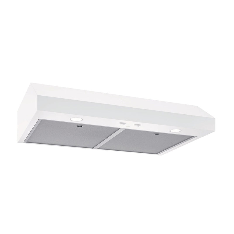 Broan Glacier1 350CFM Under Cabinet Kitchen Exhaust Fan Range Hood, White, 30-in T6