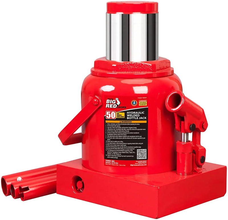 BIG RED 50 Ton Low Profile Hydraulic Bottle Jack – Welded Construction for Automotive & Heavy Lifting Y4