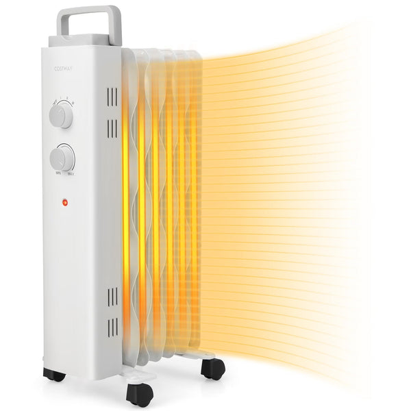 Costway 1500W Oil Filled Space Heater Electric Oil Radiant Heater w/ Safety Protection X2