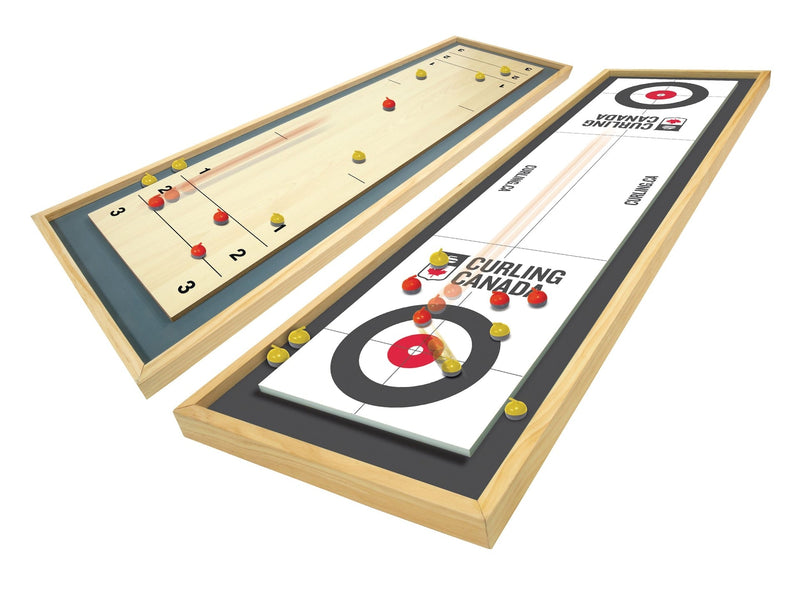 Canada Curling Game, Deluxe Wood 2-in-1 Double Sided Giant Table Top Game Set, 47-in, Ages 6+ J1