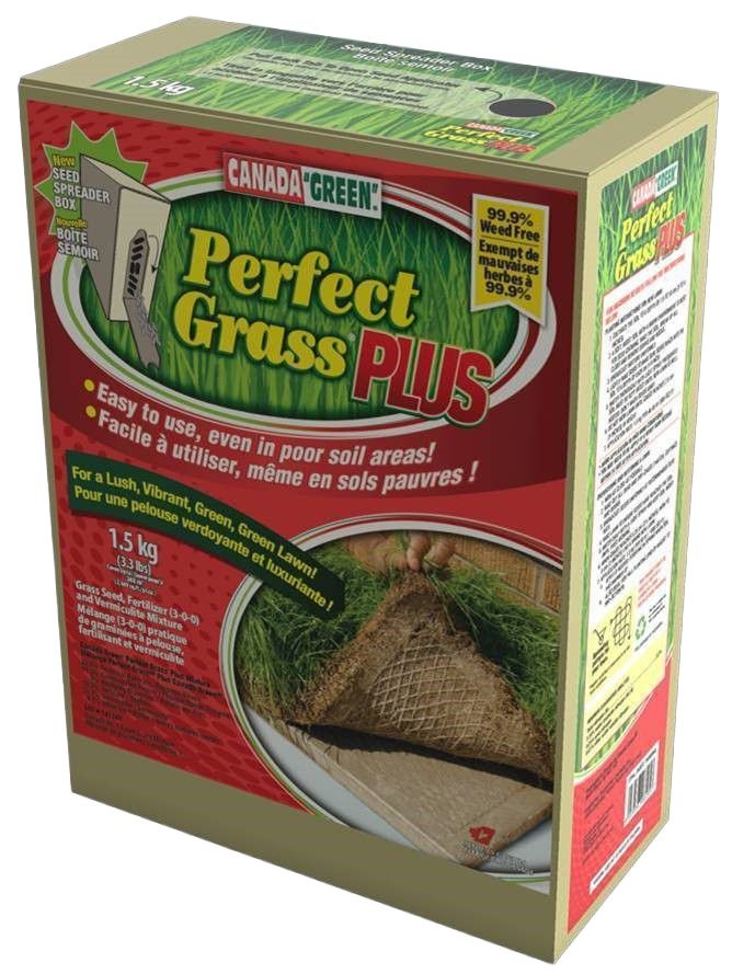 Canada Green Perfect Grass Plus 3-0-3 Grass Seed, Fertilizer & Vermiculite Mixture, 1.5kg S1