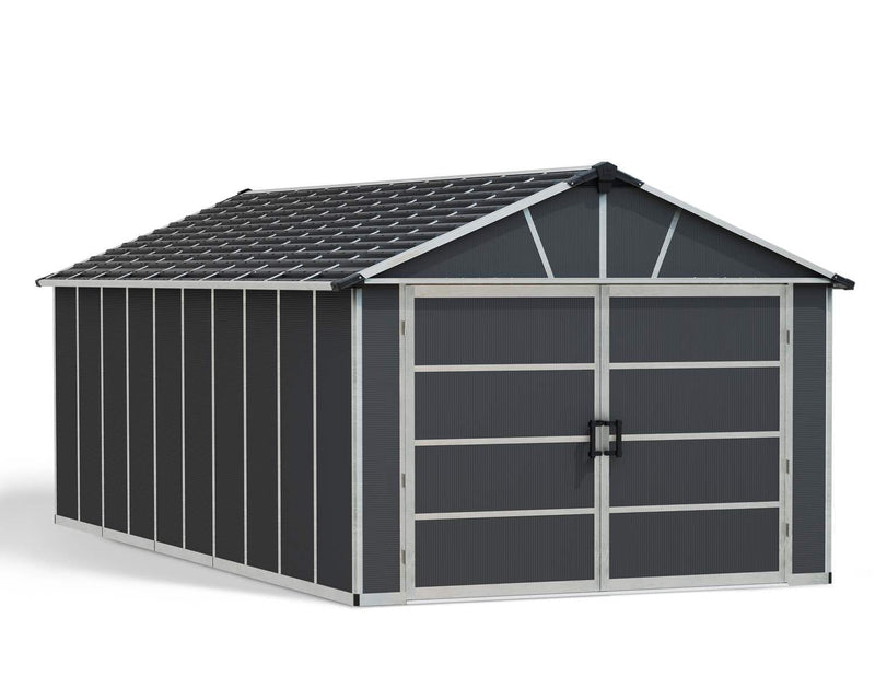 CANOPIA by Palram Yukon 2-Door Car Garage/Utility Storage Shed Kit, Dark Grey, 11x21-ft S2
