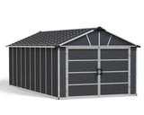 CANOPIA by Palram Yukon 2-Door Car Garage/Utility Storage Shed Kit, Dark Grey, 11x21-ft